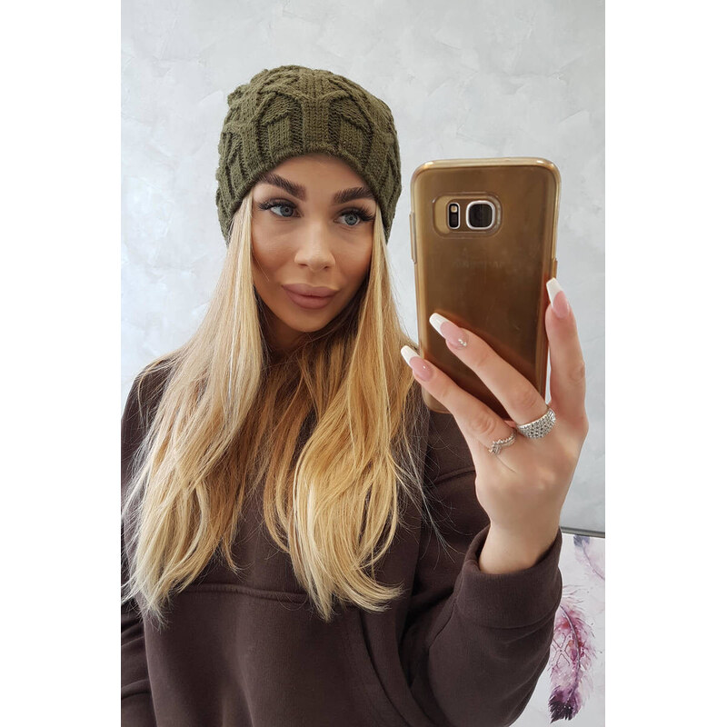 Fleecová čepice Sonia model 18749895 khaki - K-Fashion