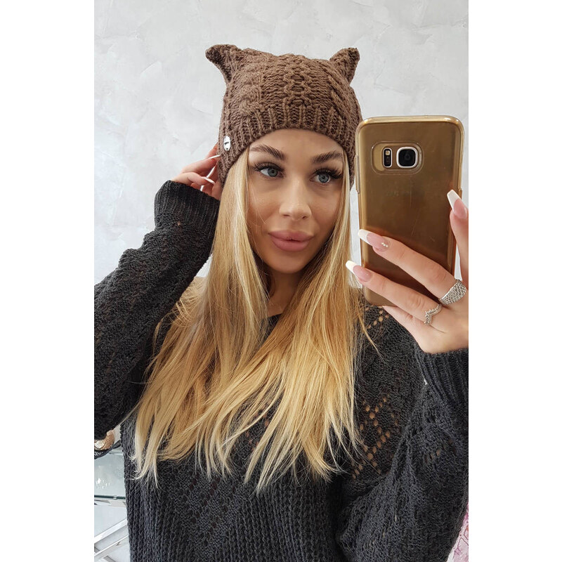 K-Fashion Fleecová čepice Rabbid K237 cappuccino