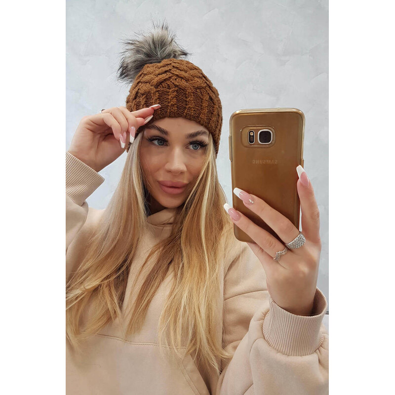 Fleecová čepice Daria model 18750089 světle hnědá - K-Fashion