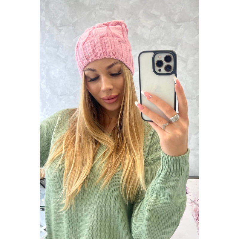 K-Fashion Fleecová čepice Iwona K221 pink