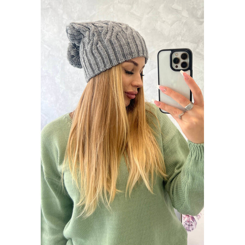 Fleecová čepice Paulina model 18750167 tmavě šedá - K-Fashion