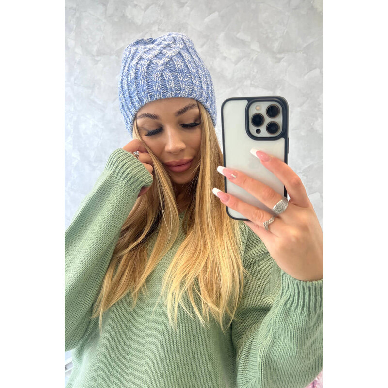 K-Fashion Fleecová čepice Merry K225 v modré barvě