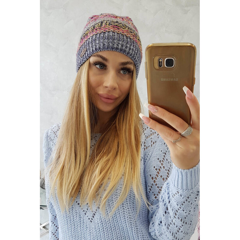 K-Fashion Fleecová čepice Patrycja K254 fialová+modrá