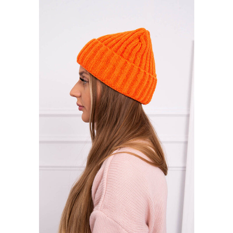 K-Fashion Čepice s rolováním Magda K293 orange neon