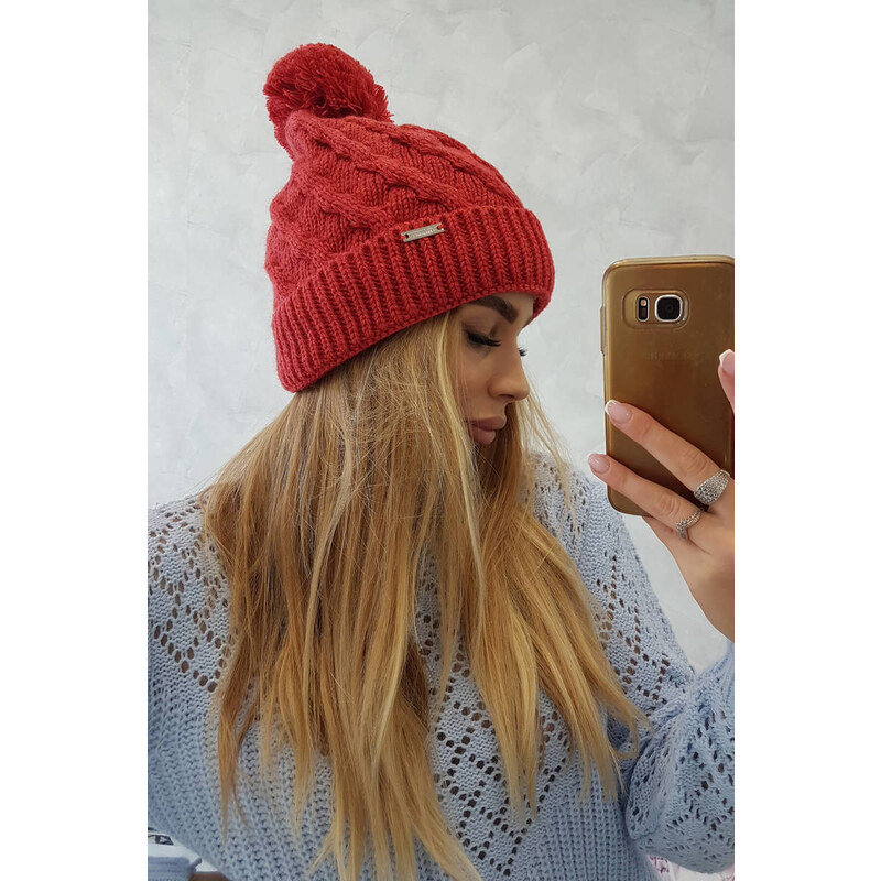 Fleecová čepice červená model 18751369 - K-Fashion