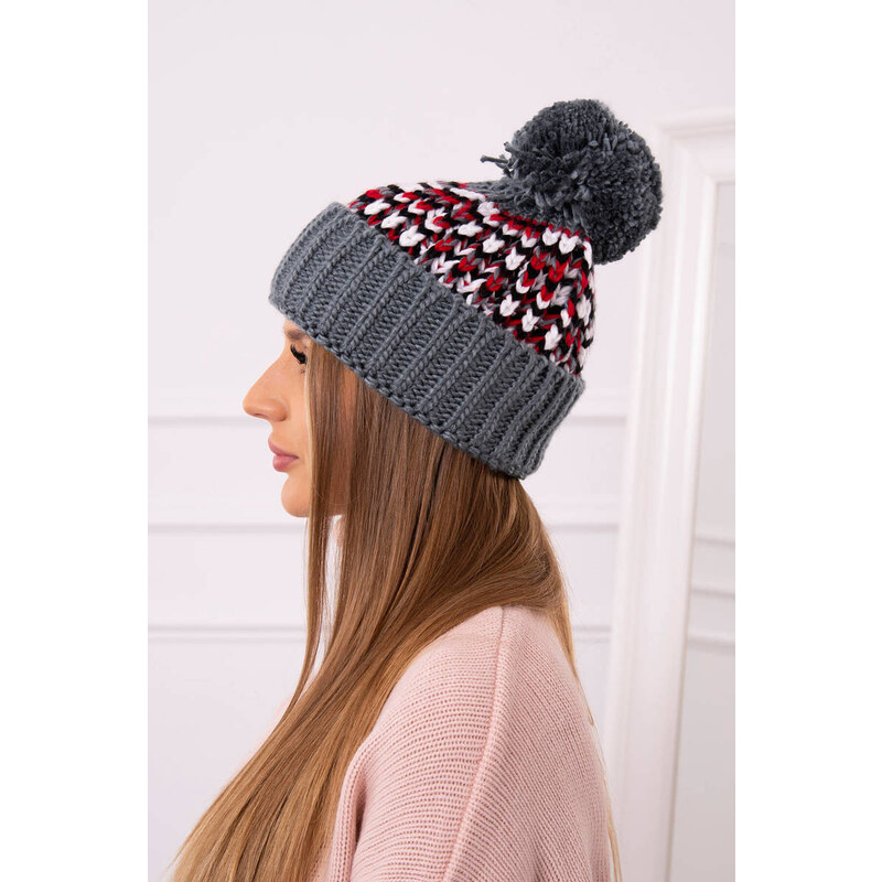 Dámská čepice Ellen s bambulí tmavě model 18751779 - K-Fashion