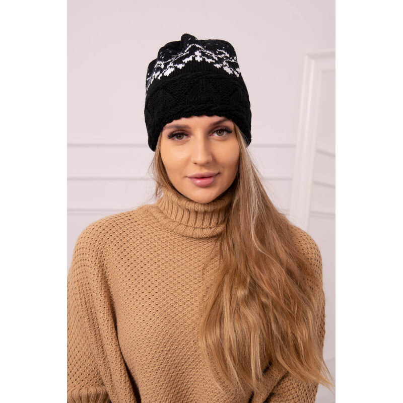 K-Fashion Dámská čepice Kira K374 black+white