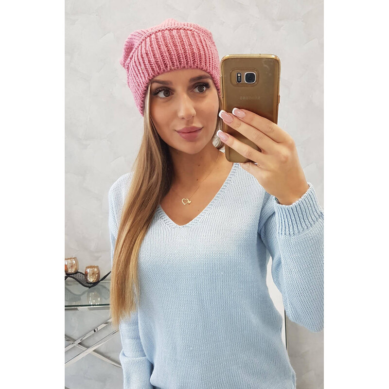 K-Fashion Dámská čepice Ingrid K371 tmavě růžová