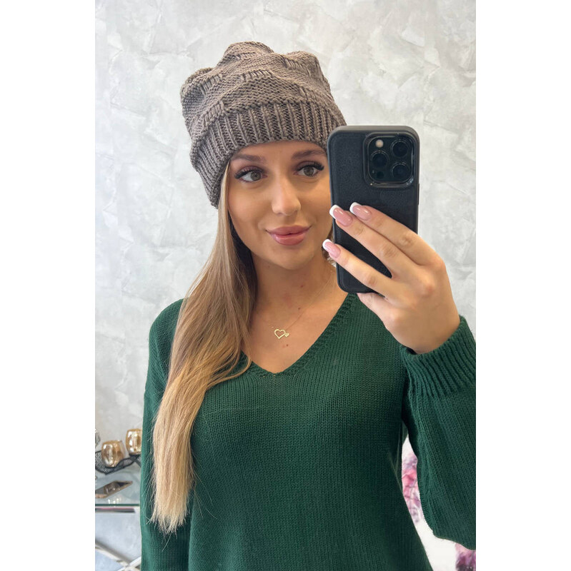 K-Fashion Dámská čepice Nastia K373 mocca