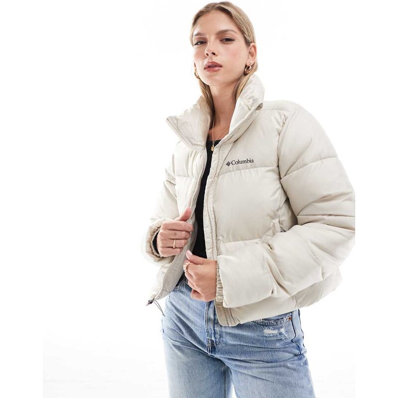 Columbia Puffect II cropped puffer jacket in dark stone-Neutral 100590218