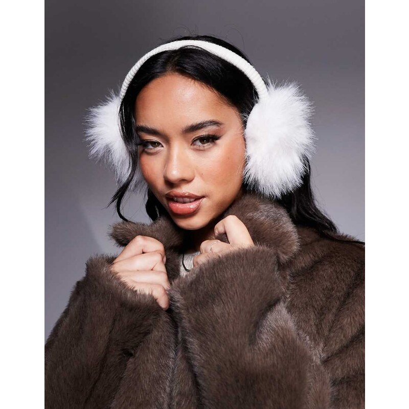 ASOS 4505 Ski & Snow 4505 Ski faux fur ear muffs in white 100327663