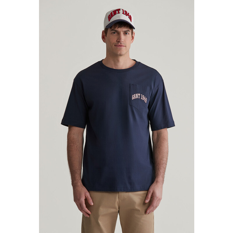 TRIČKO GANT POCKET GRAPHIC TSHIRT EVENING BLUE