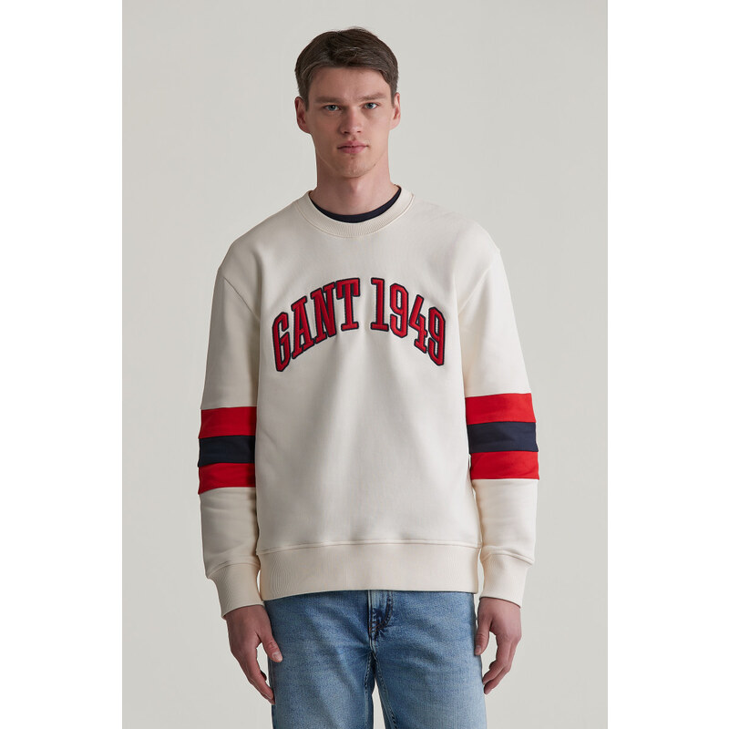 MIKINA GANT COLORBLOCK SLEEVE CNECK CREAM