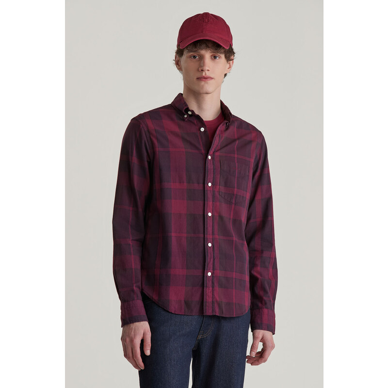 KOŠILE GANT REG GMNT DYED CHECK SHIRT RICH WINE