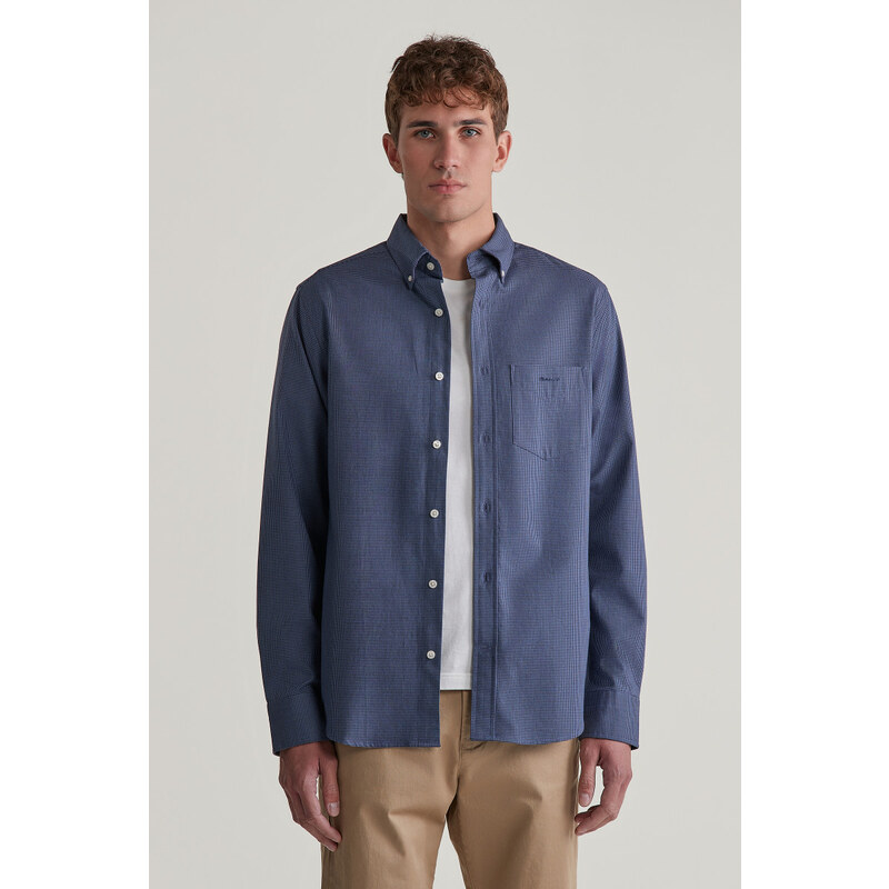 KOŠILE GANT REG HOUNDSTOOTH WOOL FLANNEL SHIRT EVENING BLUE