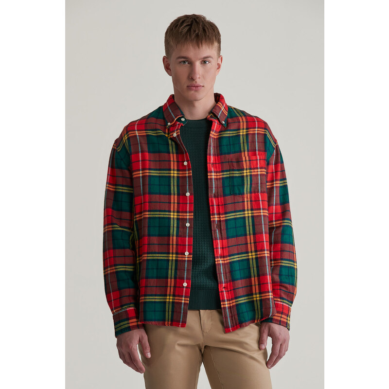 KOŠILE GANT REL TWILL TARTAN SHIRT BRIGHT RED