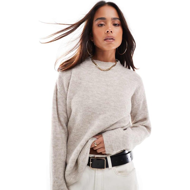 ONLY round neck jumper in stone-Neutral
