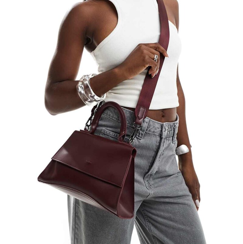 PASQ mini curved bottom grab bag with cross body strap in