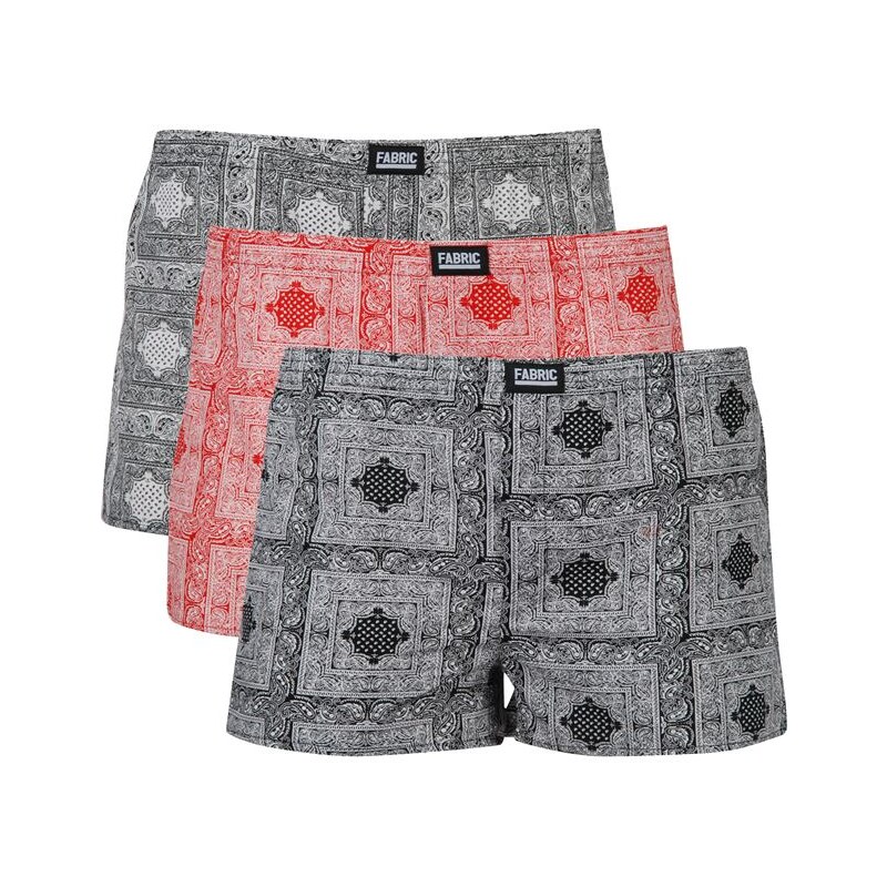 Fabric 3 Pack of Bandana Boxer Shorts Black/Red/White