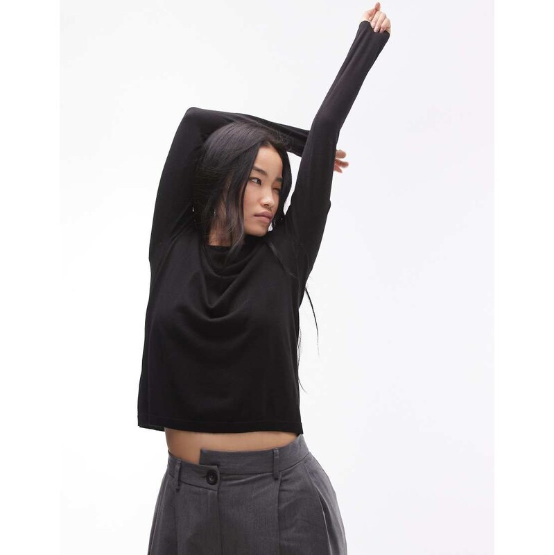 Mango classic knitted jumper in black 109820507