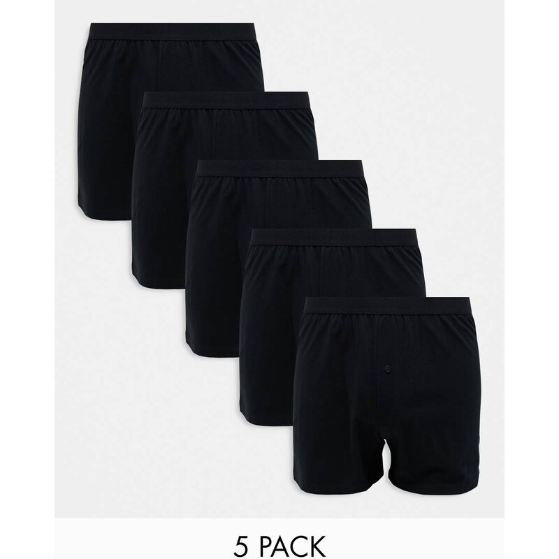 ASOS DESIGN 5 pack boxers in black 102691041