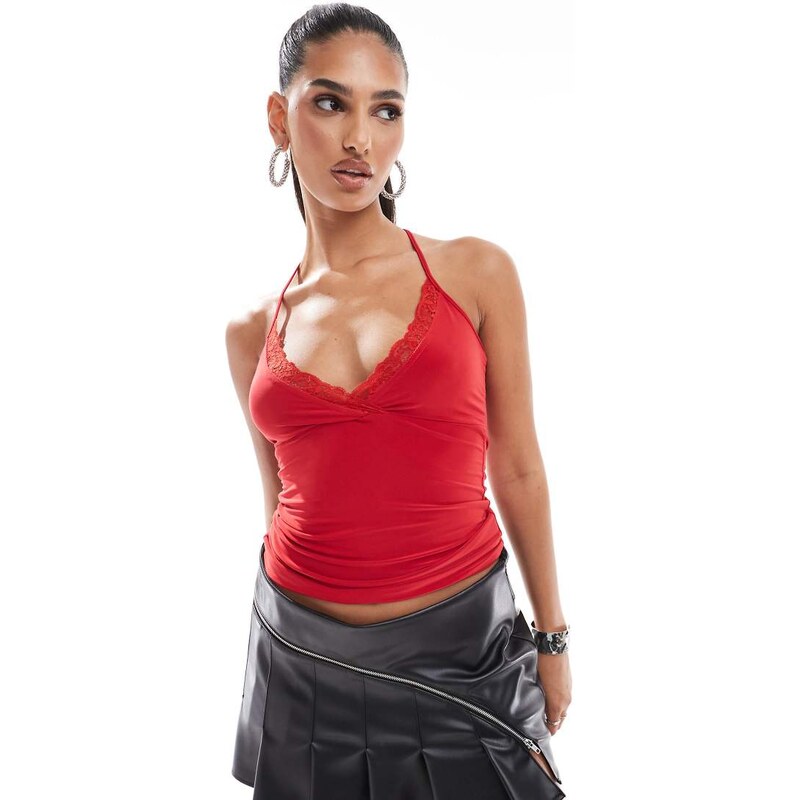 Fashionkilla exclusive slinky double layered wrap halterneck top with 115510004