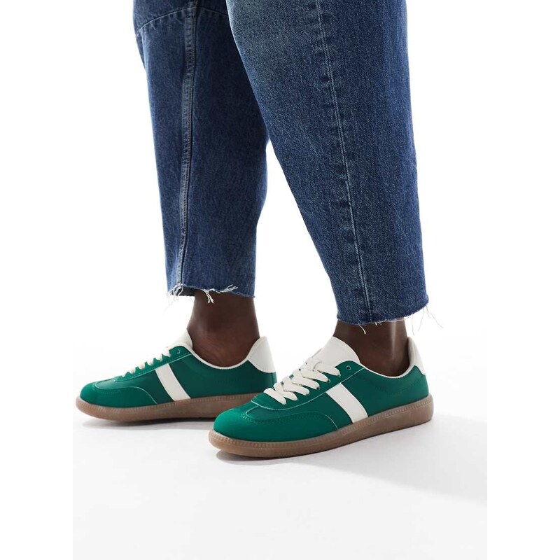 London Rebel Cally trainer with gum sole in green