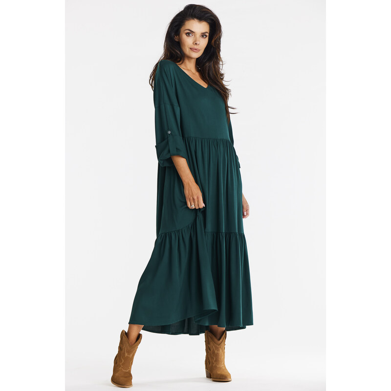 Awama Womans Dress A669 Bottle Green