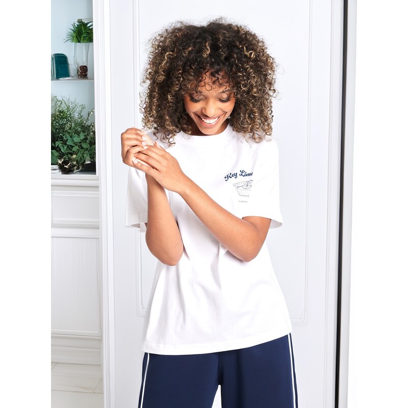 Sinsay - Tričko oversized - bílá 100372526