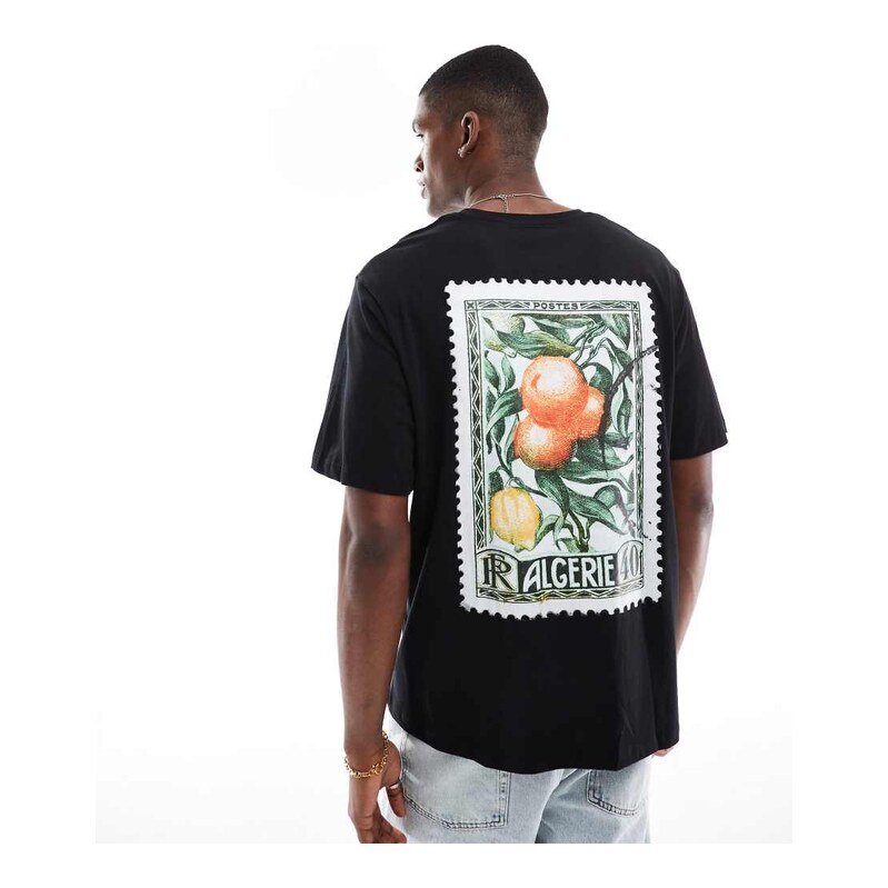Jack & Jones oversized t-shirt with oranges back print in black