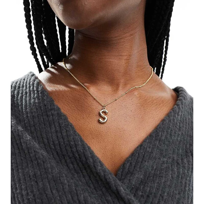 Pieces bubble initial S necklace in gold 115549303