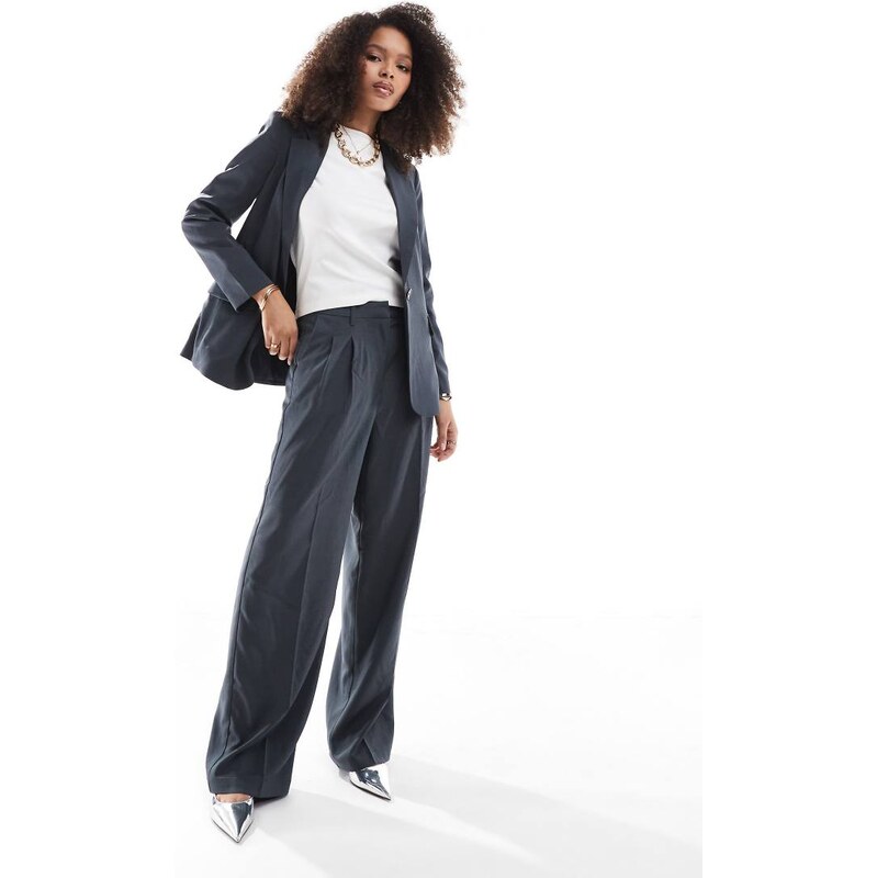 Vero Moda Rita tailored wide leg dad trouser co-ord in asphalt grey