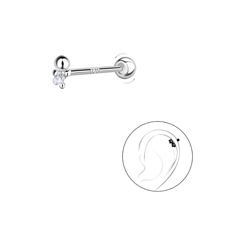 SYLVIENE Stříbrný piercing BALL ZIRKON 100396880