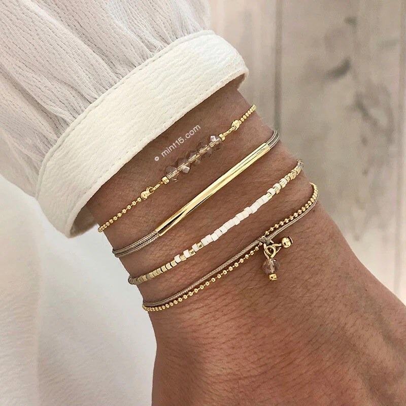 Mint15 Set náramků WHITE & NATURAL Gold 100404944