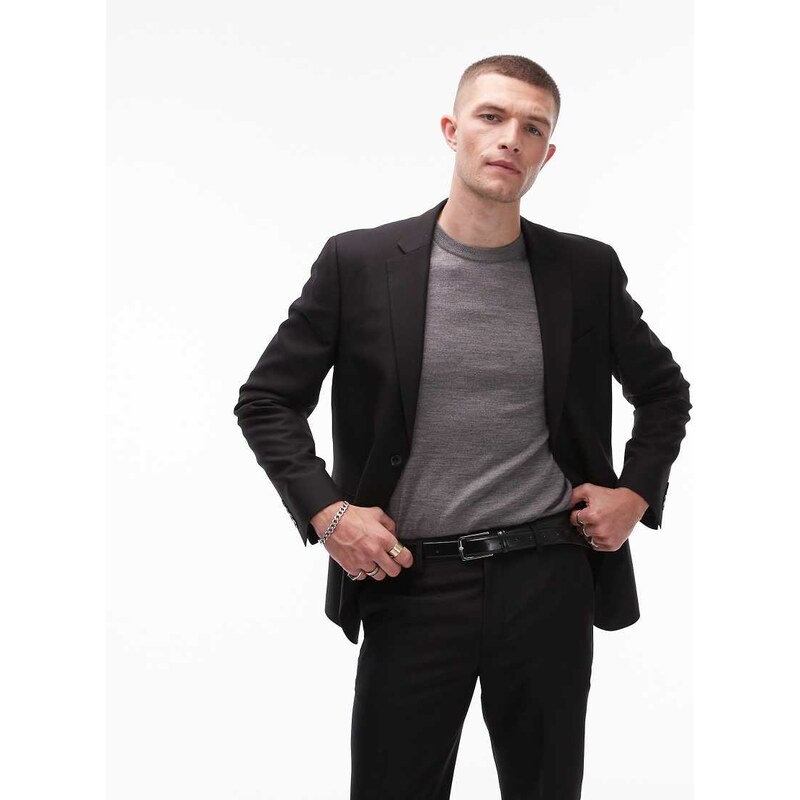 Topman skinny suit jacket in black