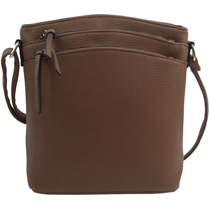 INT. COMPANY Přírodně hnědá dámská crossbody kabelka se zlatými