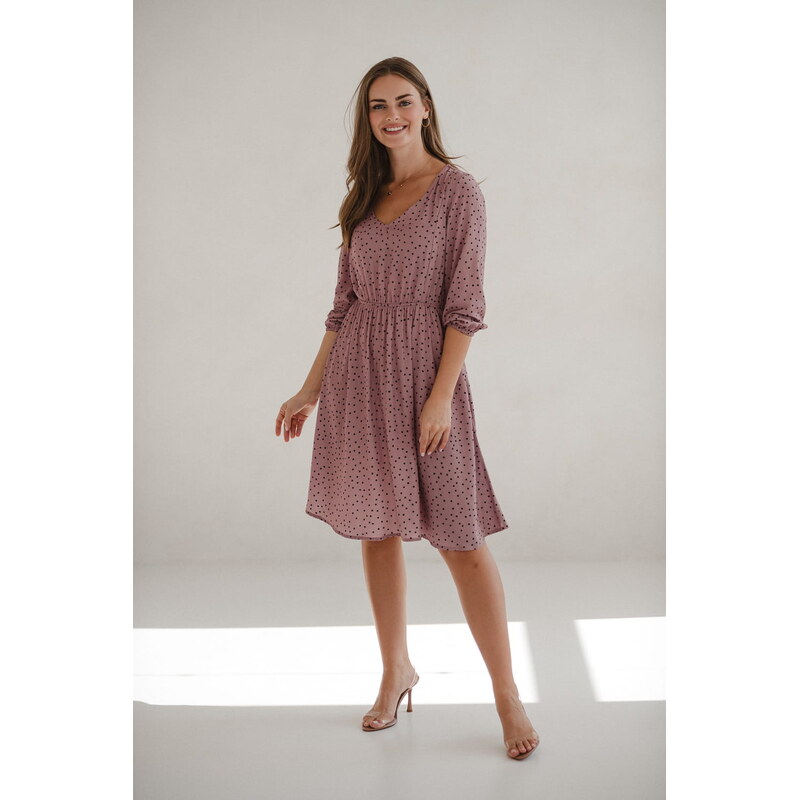 milk & love Těhotenské šaty na kojení Lovely Dress, Lilac with Dots