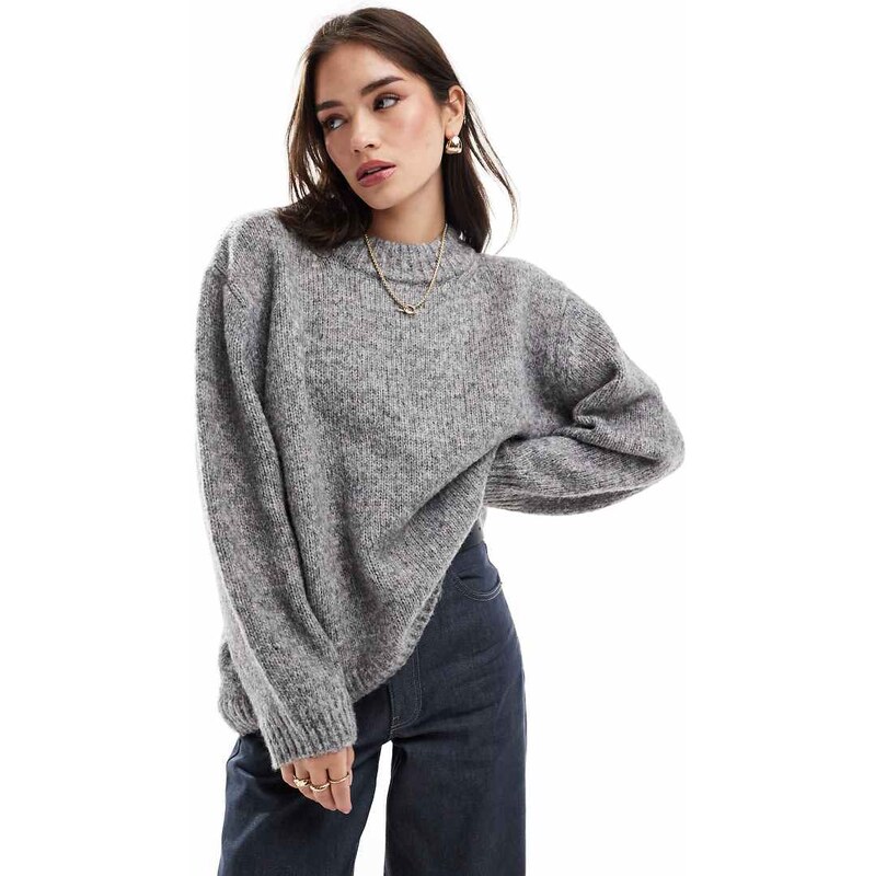 ASOS DESIGN oversized crew neck jumper in grey 100475794