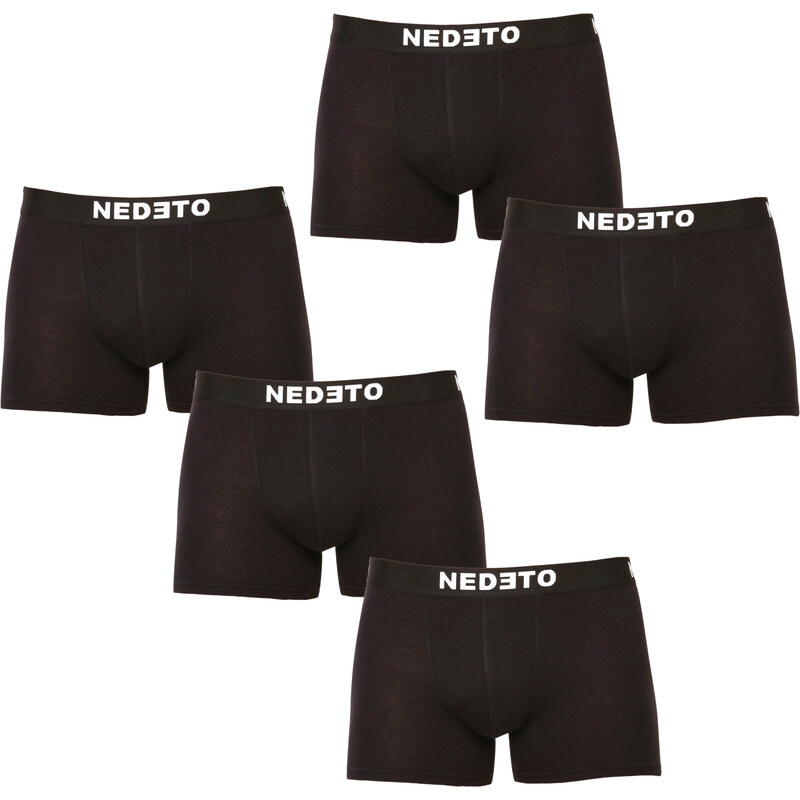 5PACK pánské boxerky Nedeto černé (5NB001b)