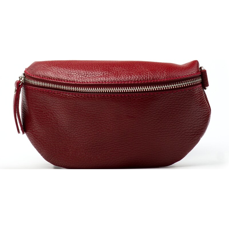 Blaire Kožená crossbody ledvinka Tamra vínově červená