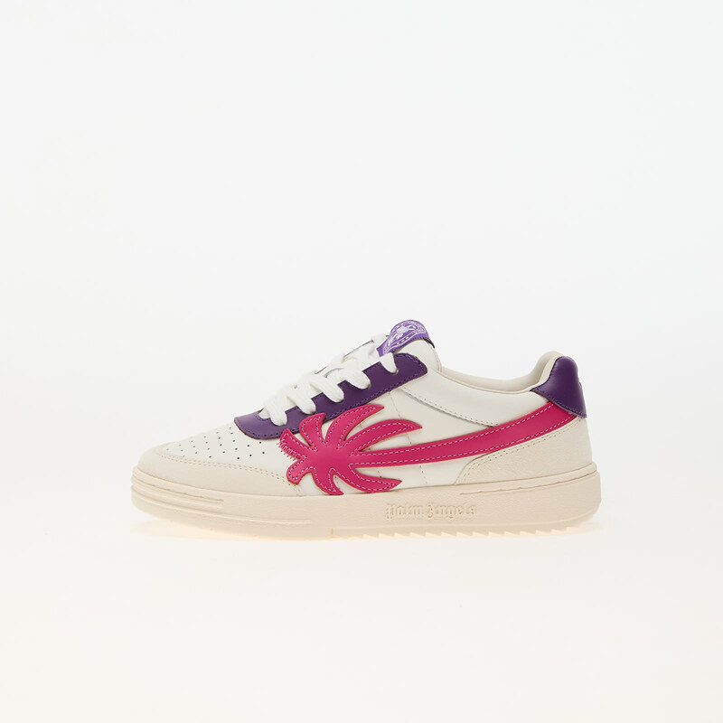 Palm Angels Kids Palm Beach University Leather White Fuchsia