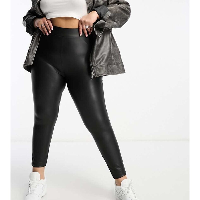 ONLY Curve coated legging in black