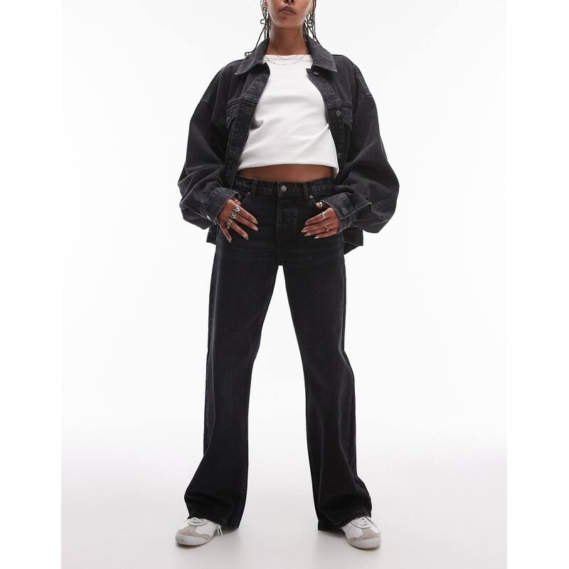 Topshop Ember low rise straight leg jean in washed black 104180787