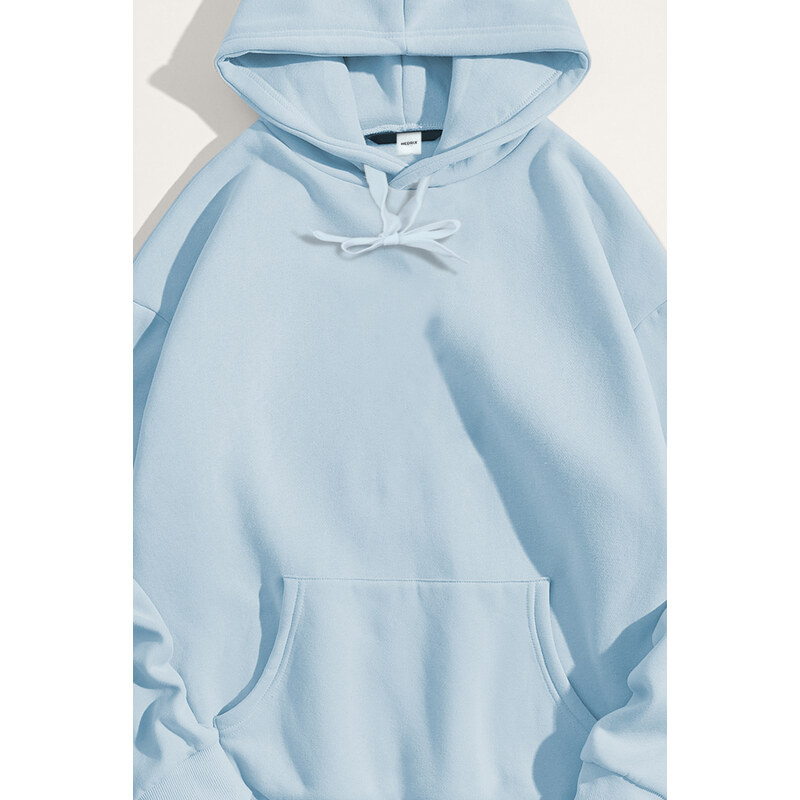 Mikina s Kapucí, Barva Nebesky Modrá , s Potiskem Regular Hoodie