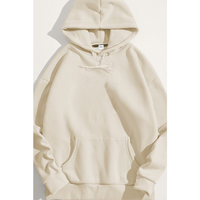 Mikina s Kapucí, Barva Ekru, s Potiskem Mont Blanc Grey