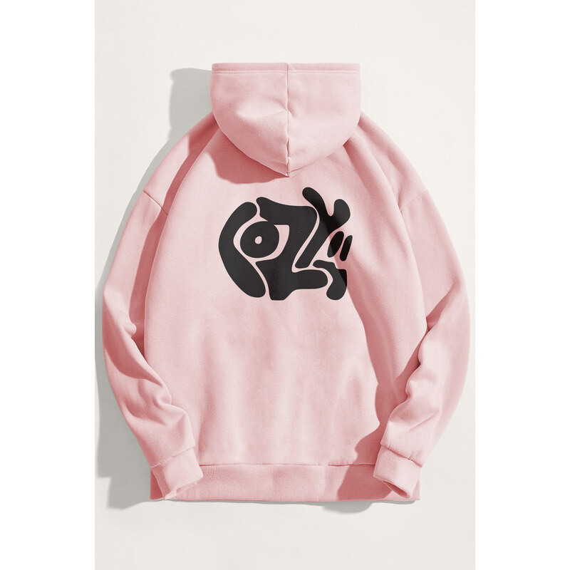 Mikina s Kapucí, Barva Růžová, s Potiskem Cozy