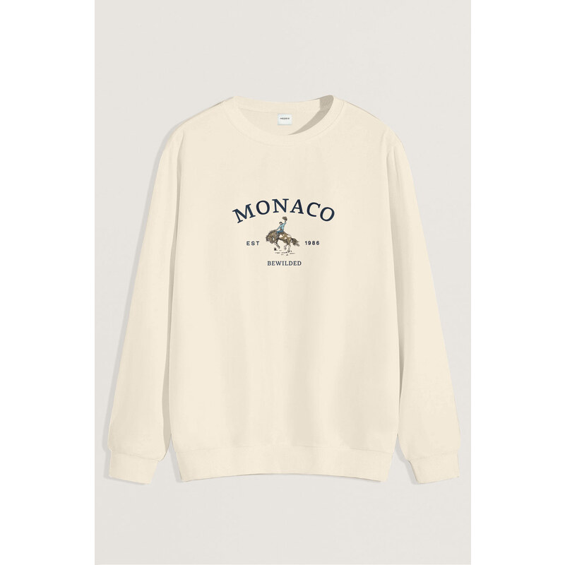 Mikina, Barva Ekru, s Potiskem Monaco 1986
