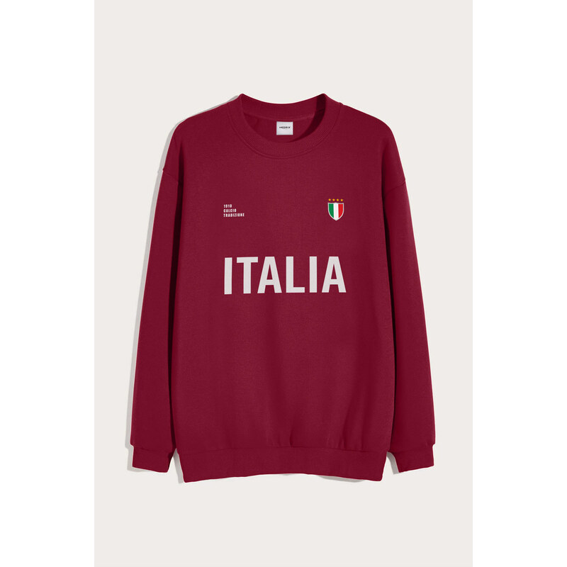 Mikina, Barva Bordó, s Potiskem Italia Bold