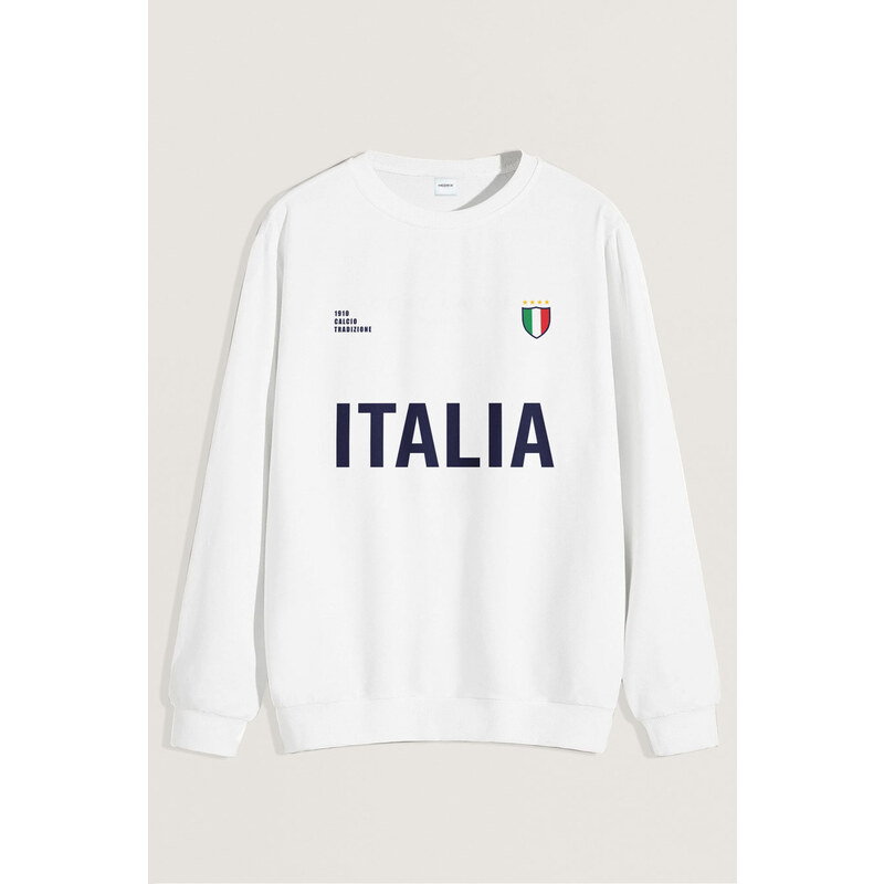 Mikina, Barva Bílá, s Potiskem Italia Bold
