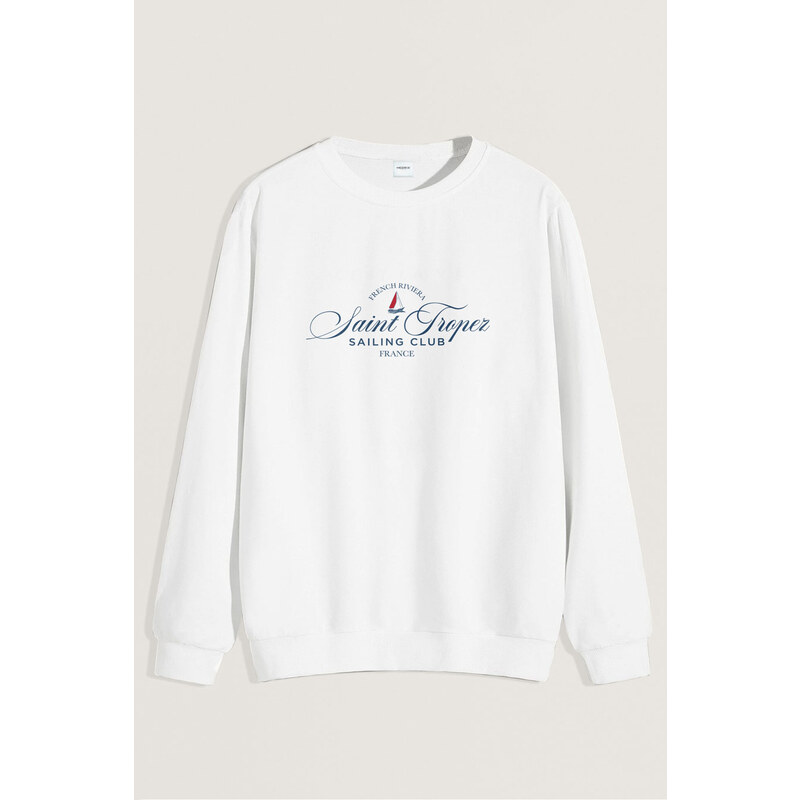 Mikina, Barva Bílá, s Potiskem Saint Tropez Sailing Club